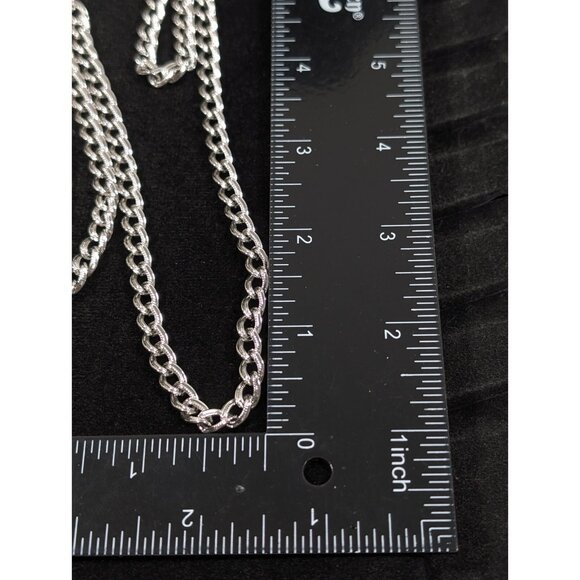Vintage Monet Silver Tone Textured Curb Chain Link Long Opera Necklace 54 inches - Picture 12 of 12